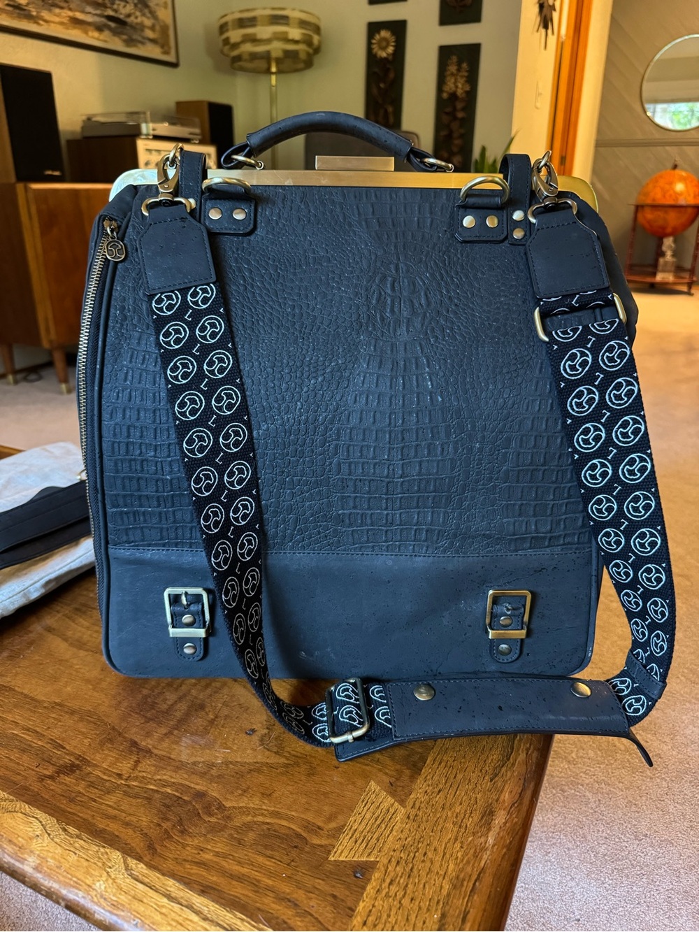 Laflore Paris Toto croc embossed cork business or weekender bag